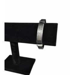 Браслет черный кожаный